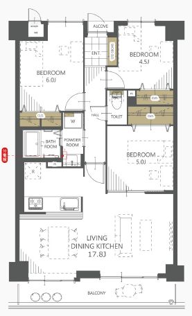 ユニライフ堺・宿院1103　間取り
